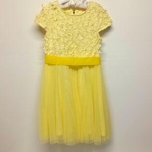 Forever 21 kids Girls Sz 9-10 yellow Floral tulle Easter Dress, Cap sleeve